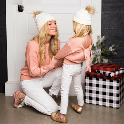 Pink Bow Knitted Sweater - EllMii Boutique